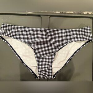 Kona Sol Navy/White Gingham Medium Coverage Hipster Bikini Bottom NWOT
